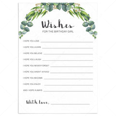 Greenery Birthday Wishes Cards For Her Printable by LittleSizzle