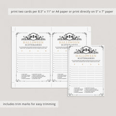 Black and Gold Halloween Game Printable Scattergories