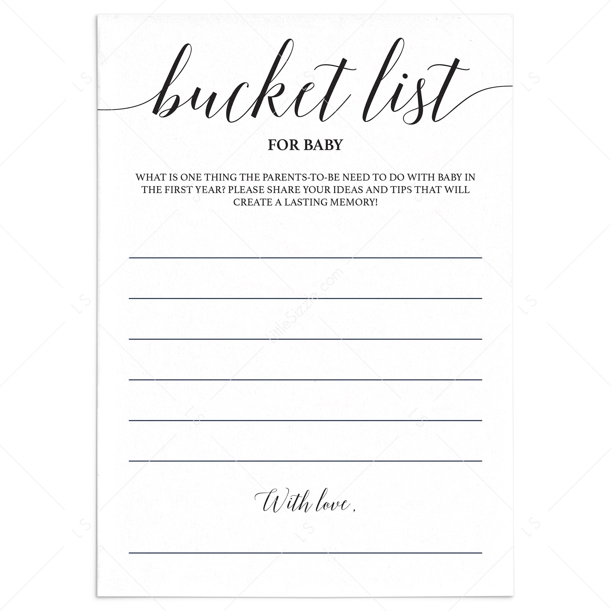 Bucket list for baby cards by LittleSizzle