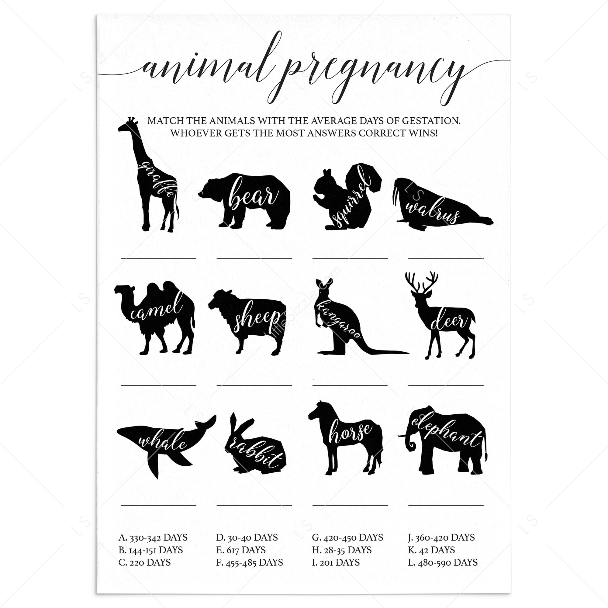 Animal pregnancy baby shower game download by LittleSizzle