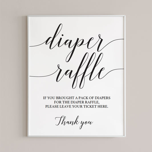 Calligraphy baby shower diaper raffle sign by LittleSizzle