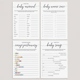 DIY White Baby Shower Games Pack Printables by LittleSizzle