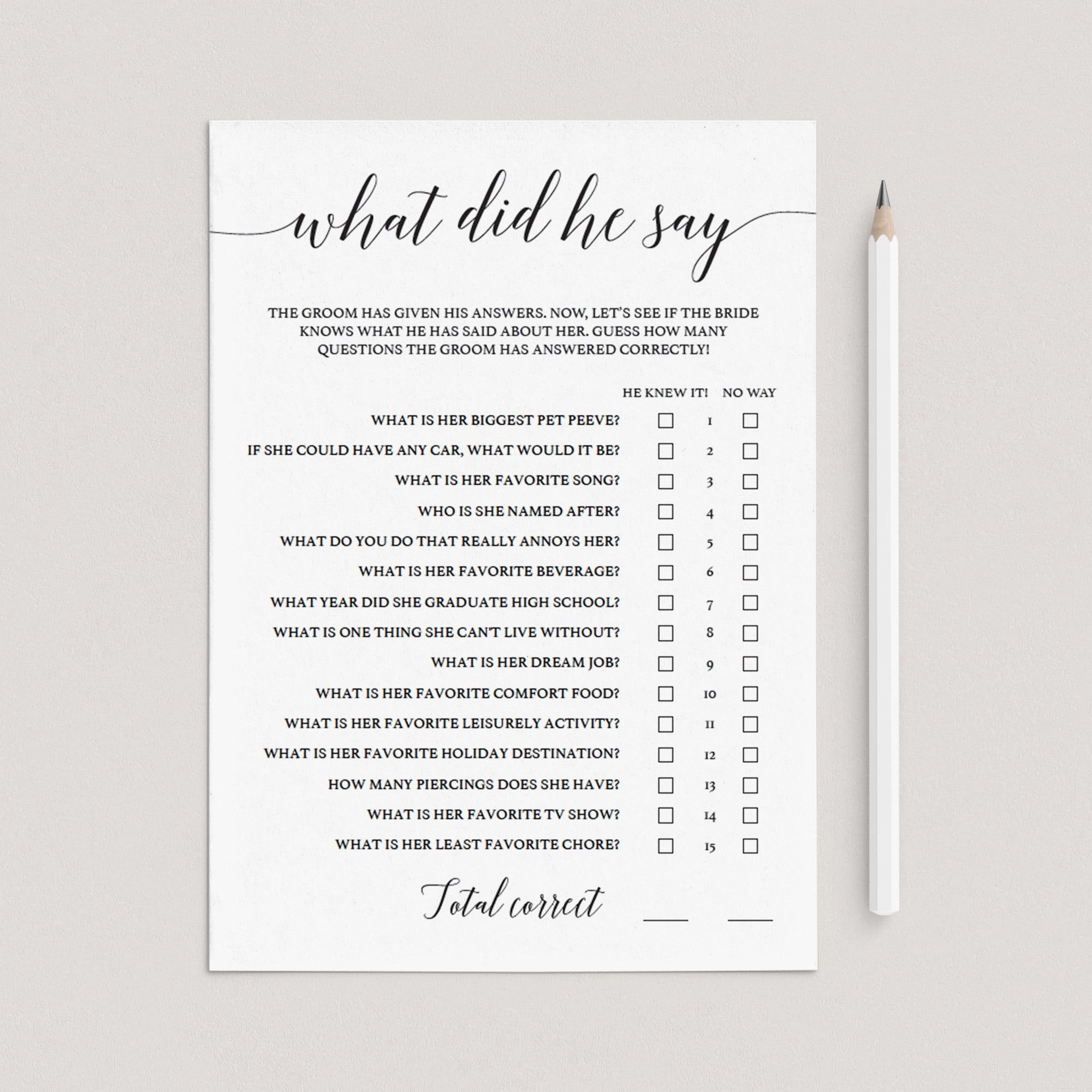 Funny bridal shower games what did he say by LittleSizzle
