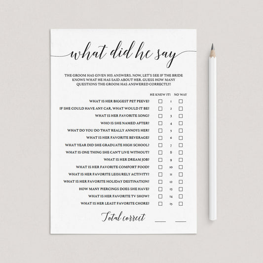 Funny bridal shower games what did he say by LittleSizzle