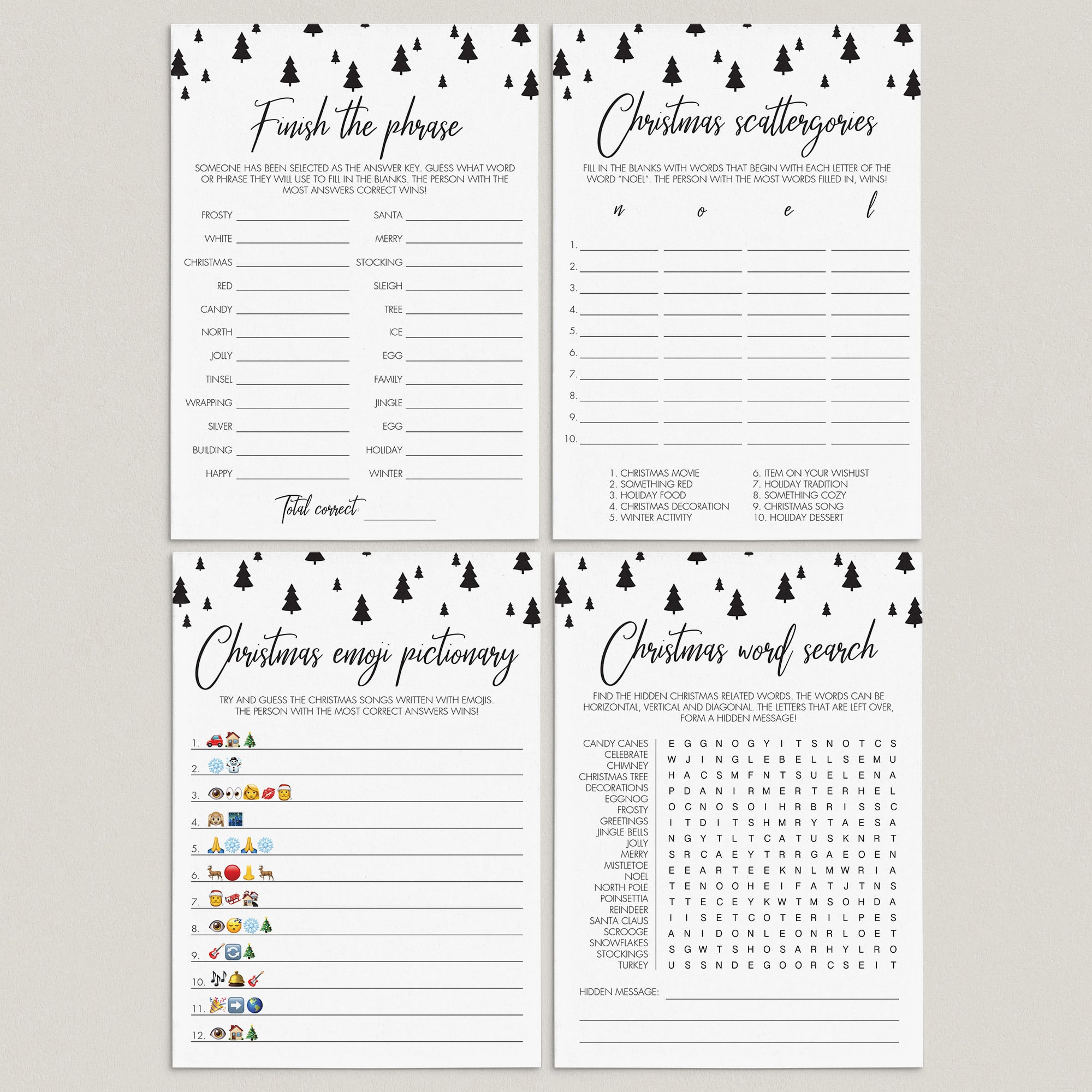 Black And White Christmas Games Bundle Printable by LittleSizzle