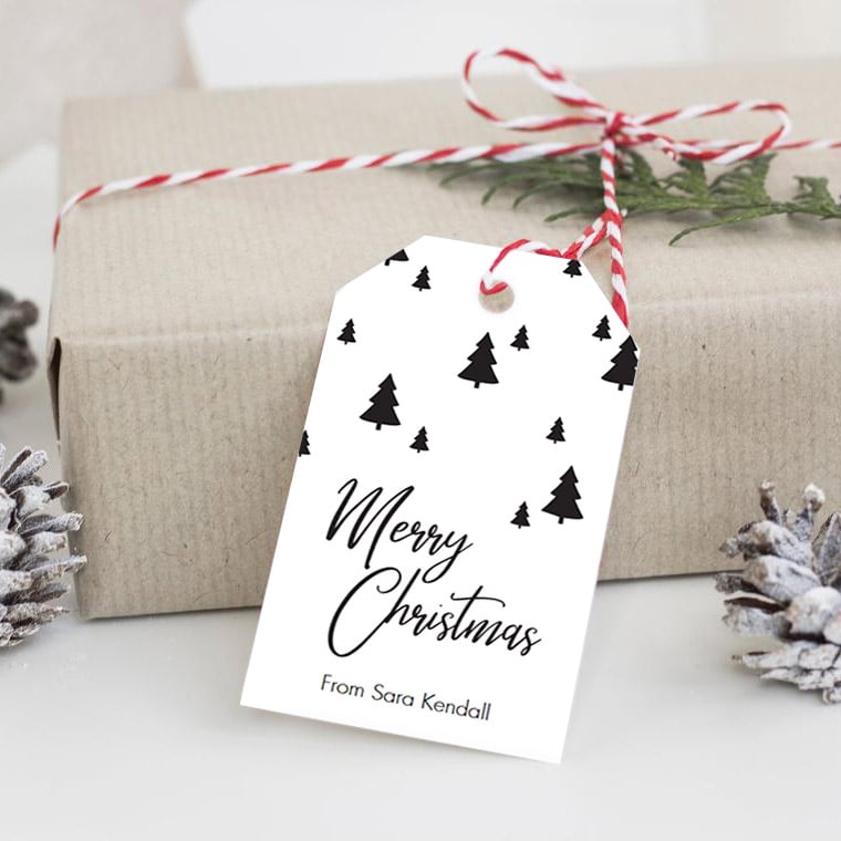 Minimalist Black And White Holiday Gift Tags by LittleSizzle