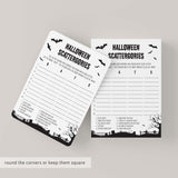 Halloween Scattergories Printable Black & White