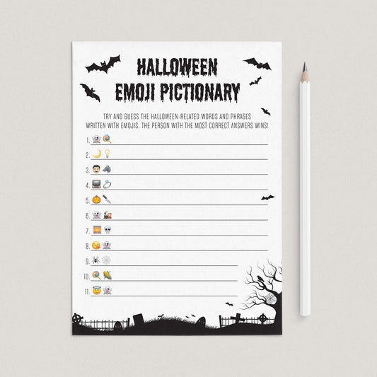 Halloween Emoji Game Printable Black & White by LittleSizzle