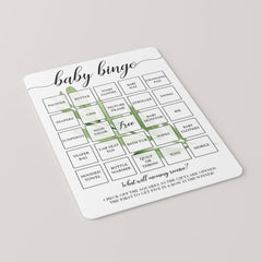 Printable Baby Bingo Game Cards - Greenery