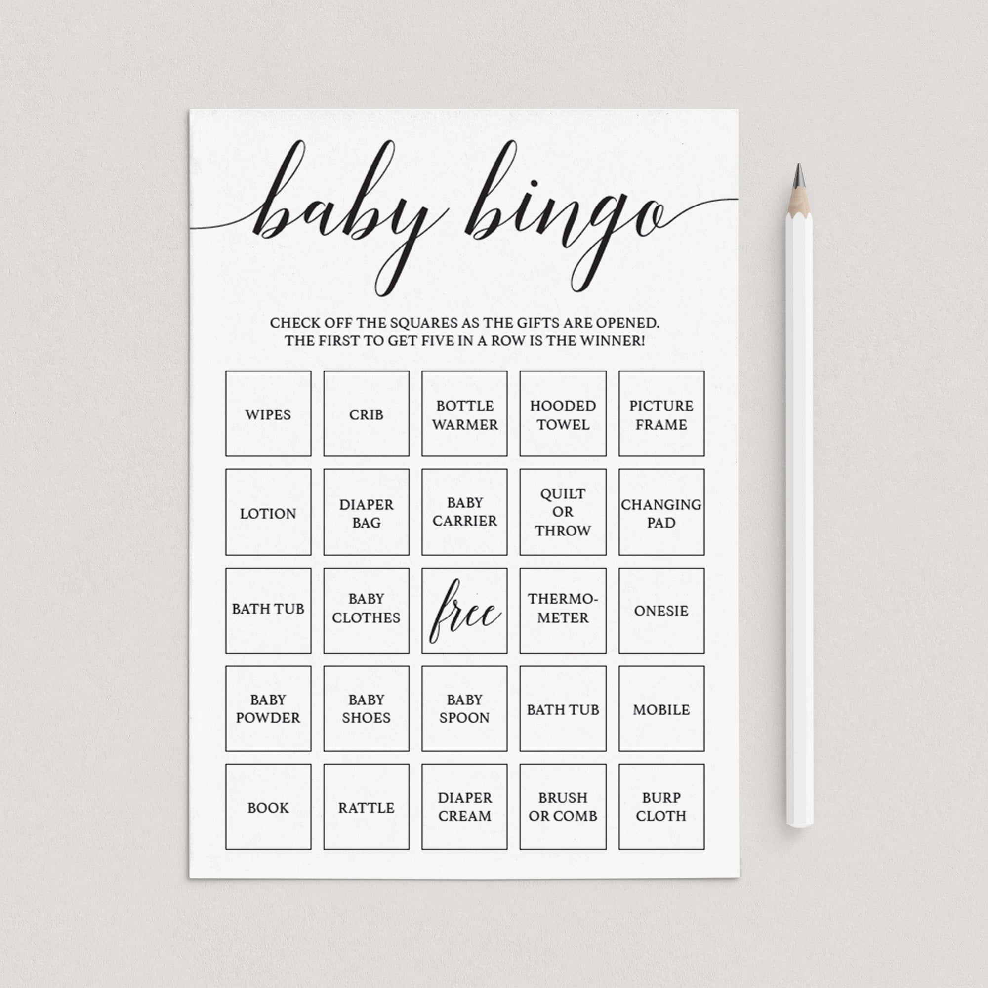 Prefilled bingo cards printable by LittleSizzle