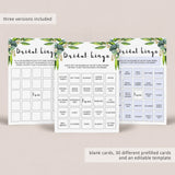Printable Bridal Shower Bingo Cards Botanical