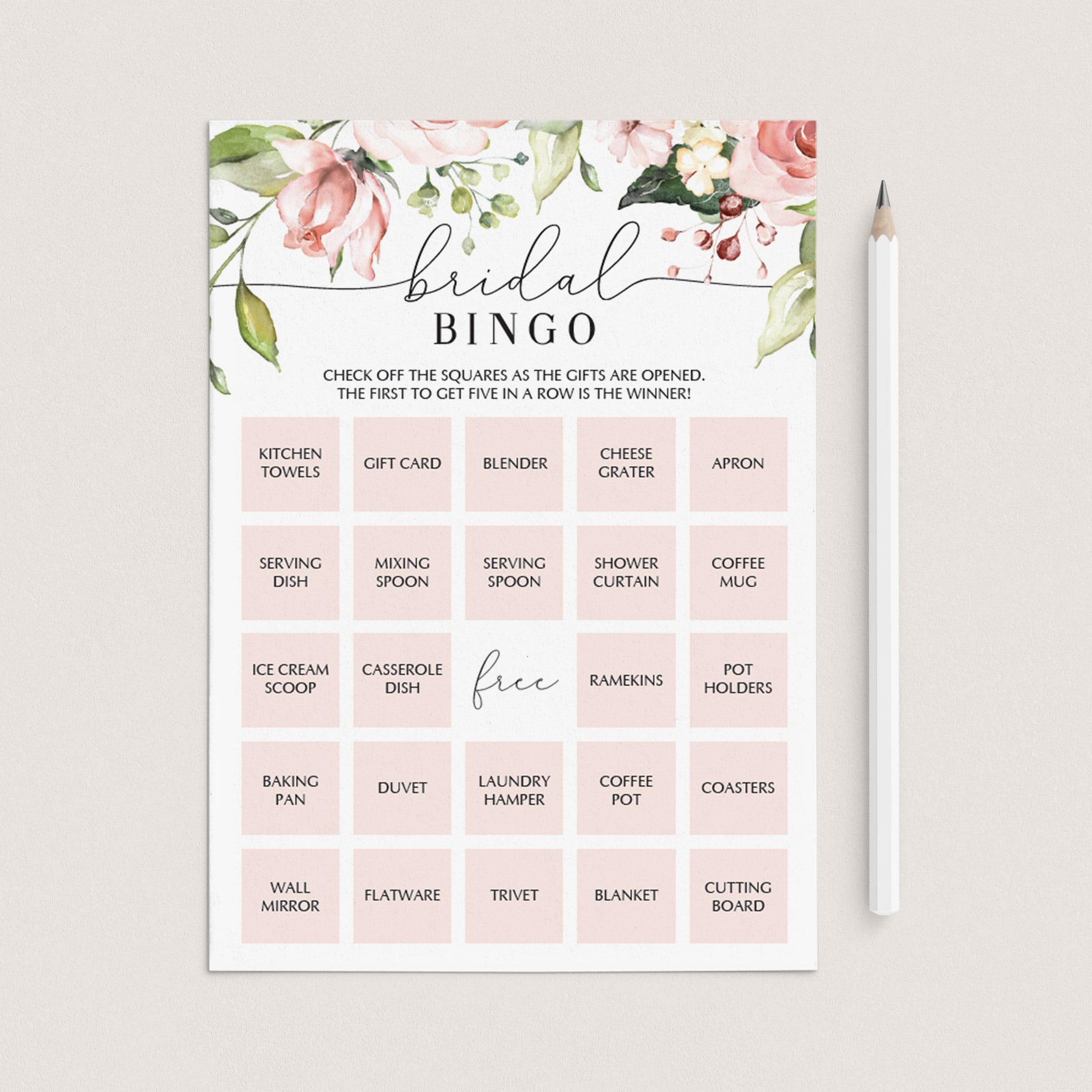 Editable bridal shower bingo game cards by LittleSizzle