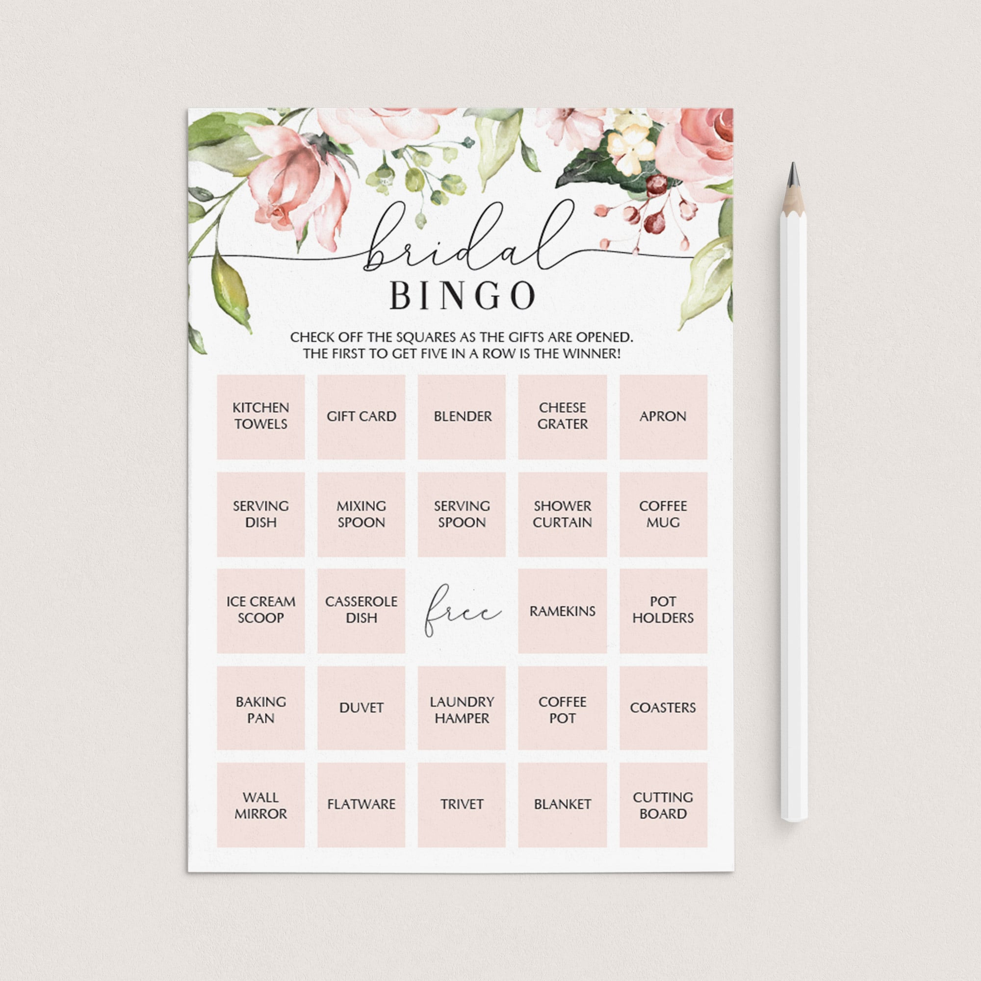 Floral Bridal Bingo Cards Prefilled, Blank and Template – LittleSizzle floral-bridal-bingo-cards-prefilled-blank-and-template-littlesizzle