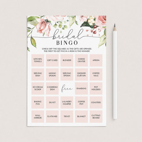 Floral Bridal Bingo Cards Prefilled, Blank and Template – LittleSizzle