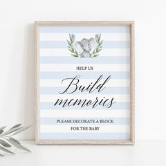 Elephant baby shower signs printable blue and white by LittleSizzle