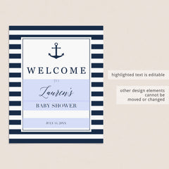 Nautical Baby Shower Welcome Sign Printable