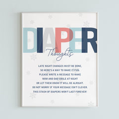 Diaper thoughts printable for winter themed shower by LittleSizzle