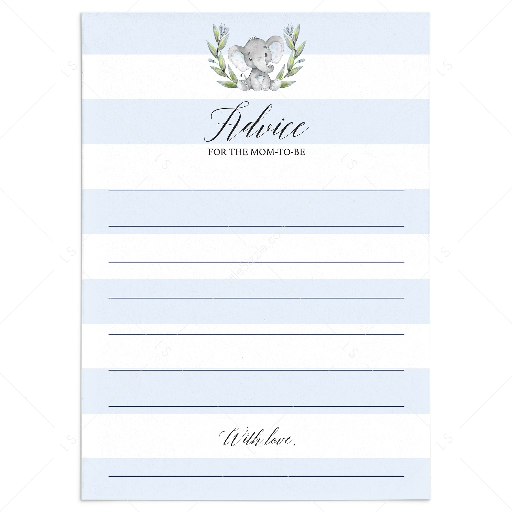 Printable boy baby shower advice card by LittleSizzle