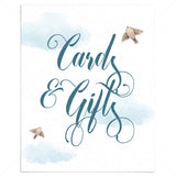 Blue party cards and gifts sign printable by LittleSizzle