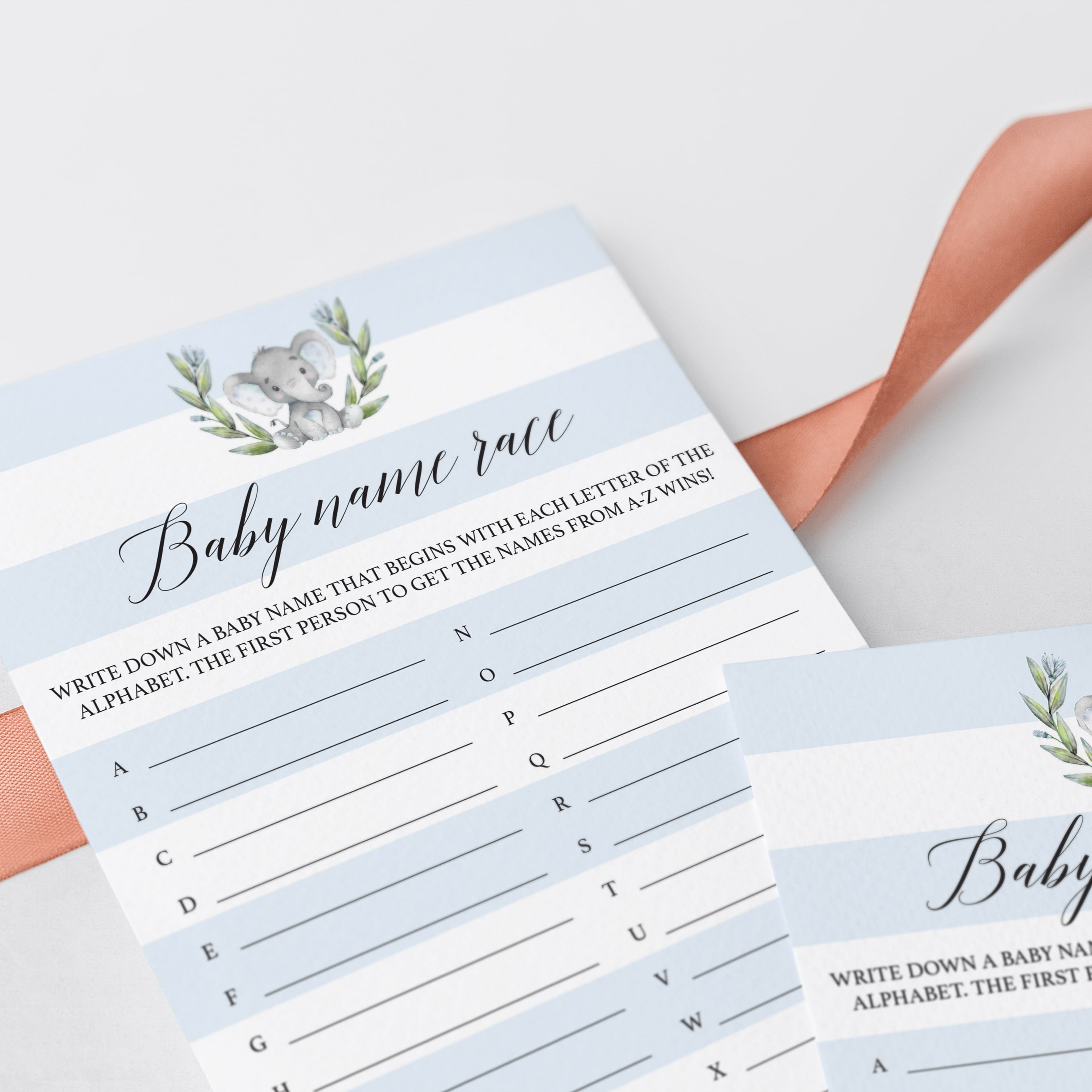 Watercolor elephant baby shower games printable by LittleSizzle