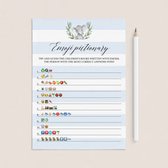 Boy baby shower emoji pictionary game printable by LittleSizzle