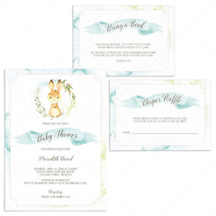 Printable Baby Party Invites Set Woodland Themed Blue by LittleSizzle