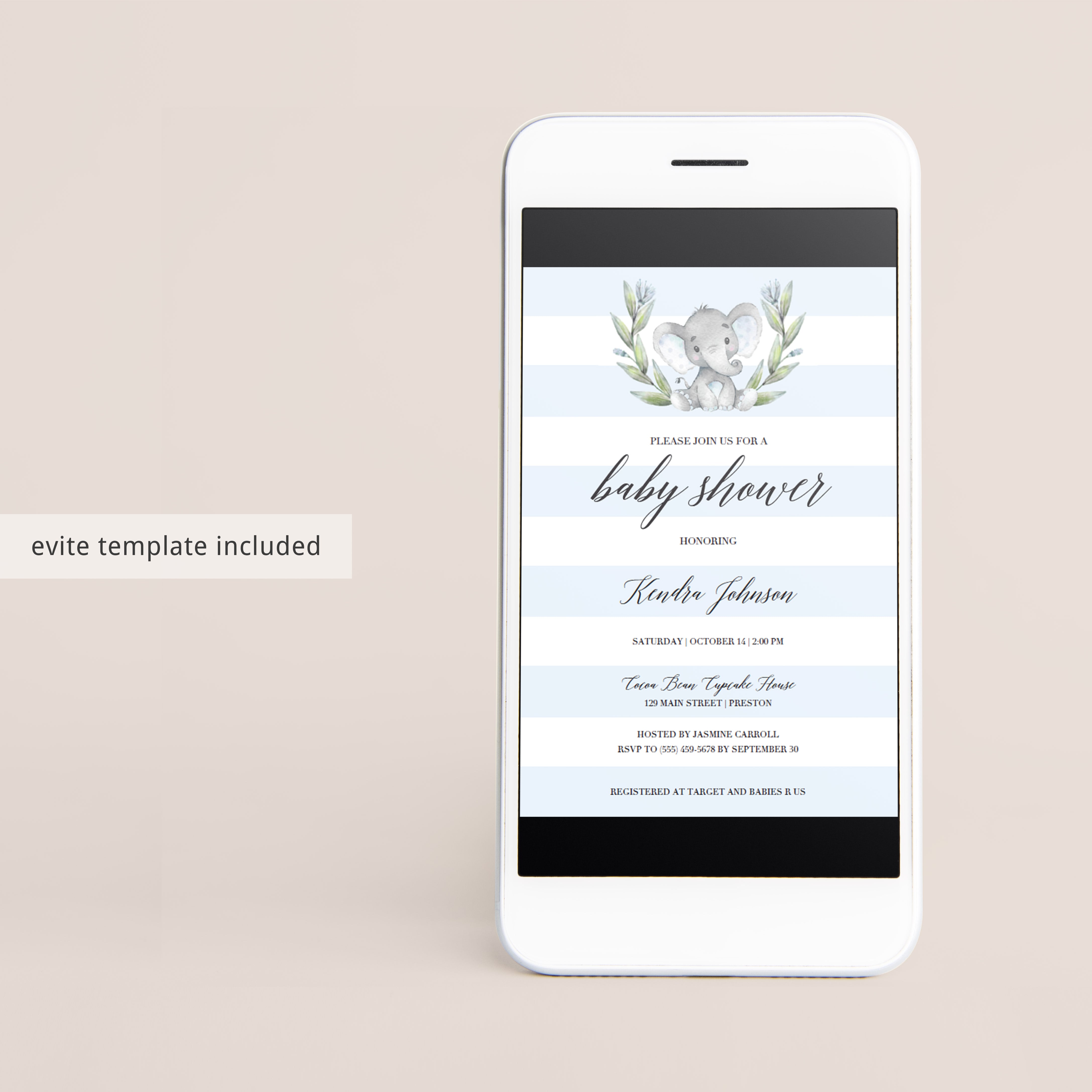 8 Invitations Baby Shower Éléphant Bleu – Mignonnes Et Prêtes à Remplir