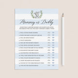 Elephant theme baby shower mommy or daddy quiz printable by LittleSizzle