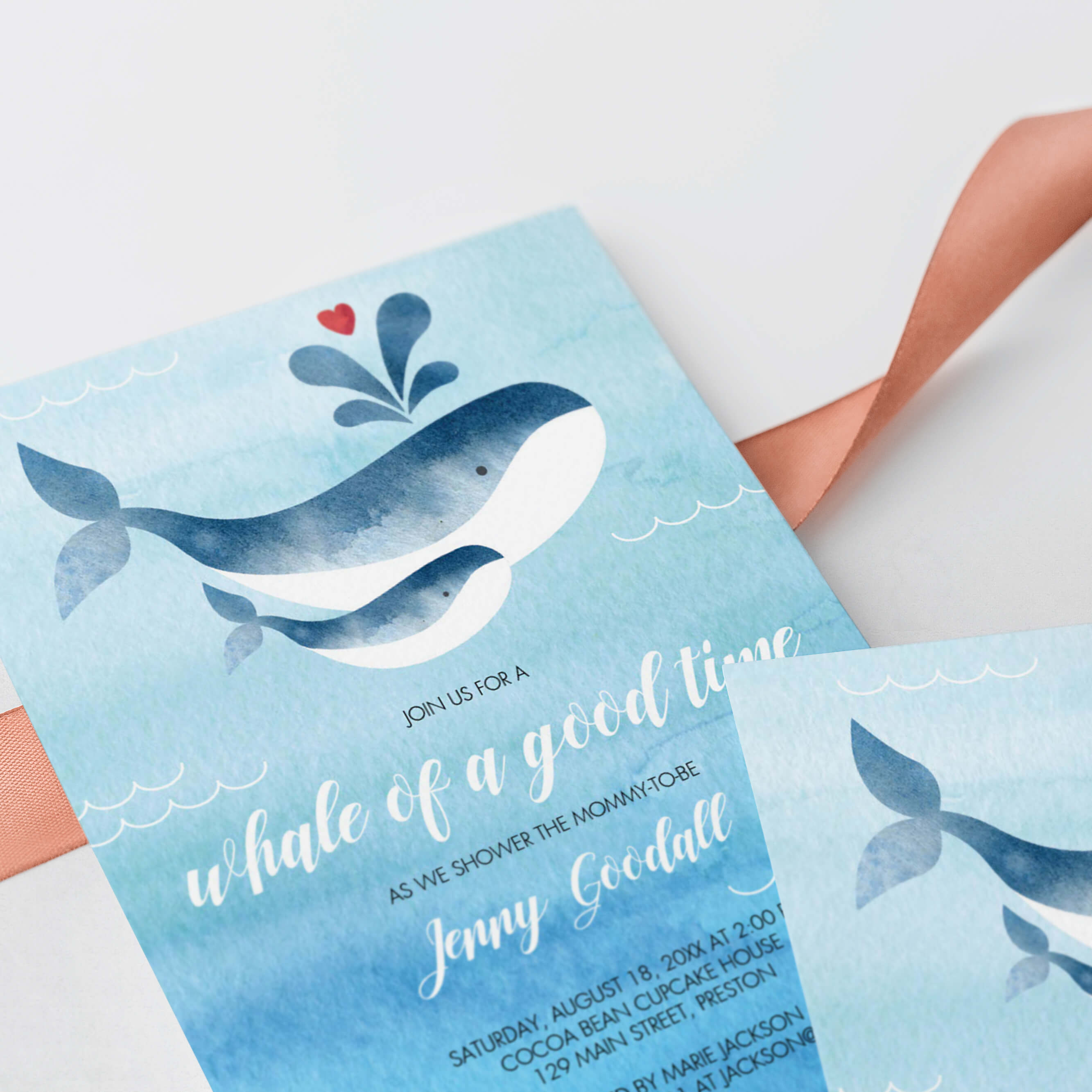 Whale baby shower invitation template  Instant download baby blue whale  invites – LittleSizzle