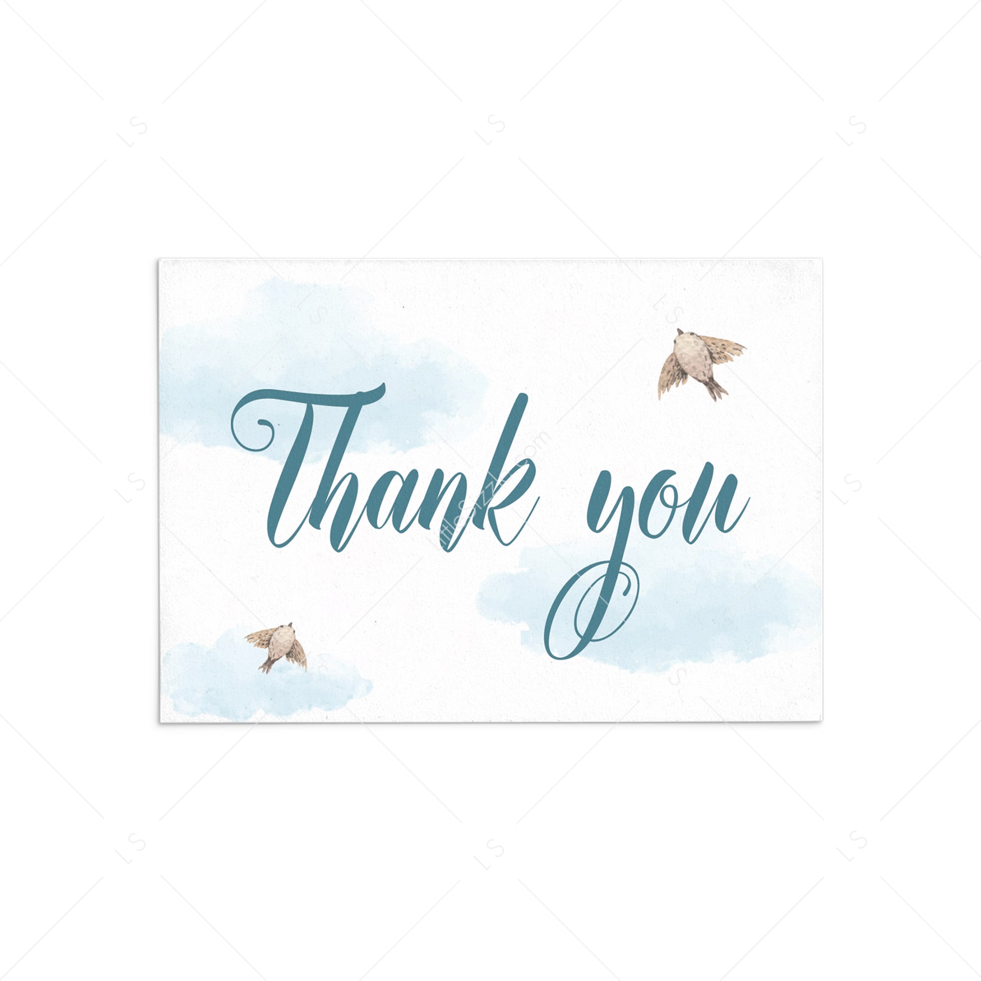 Blue thank you card printable by LittleSizzle