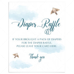 Printable sign for baby shower diaper raffle tickets blue by LittleSizzle
