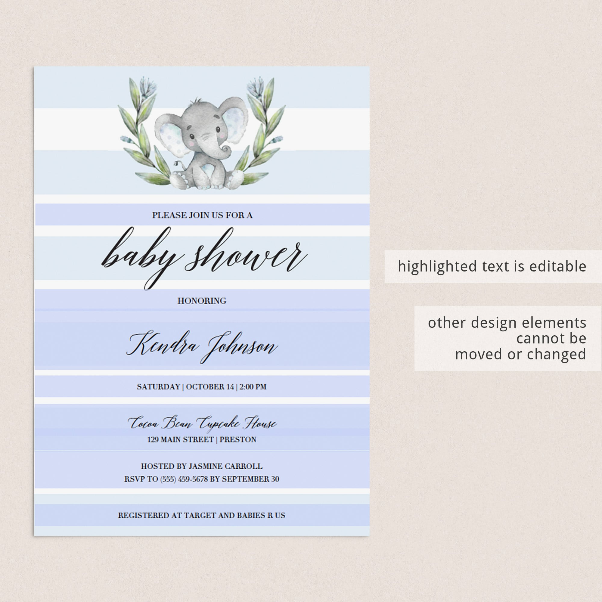Editable baby shower invitation it's a boy template by LittleSizzle