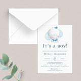 Boy Elephant Baby Shower Invitation Template Download