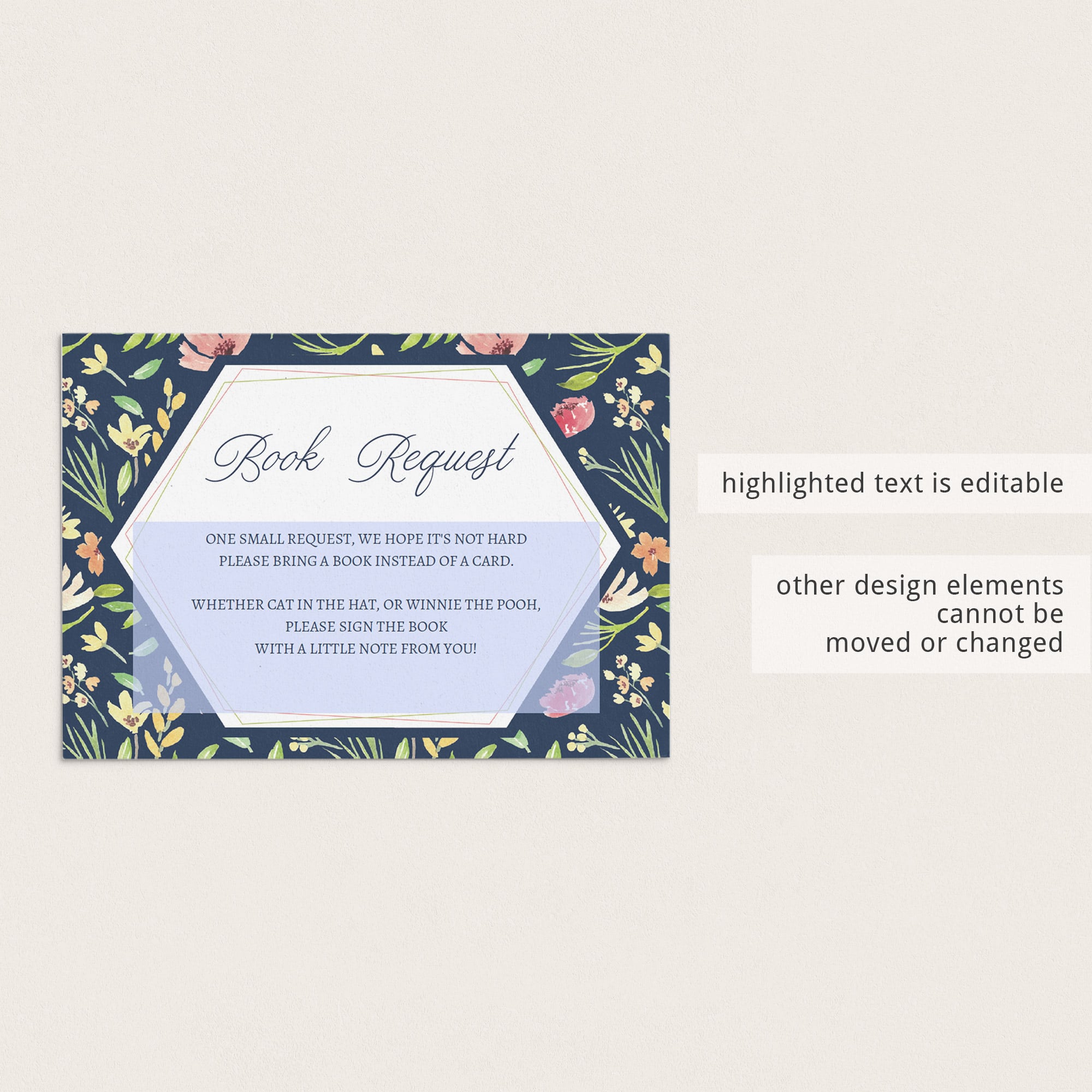 Navy and pink floral baby shower invitation insert card by LittleSizzle