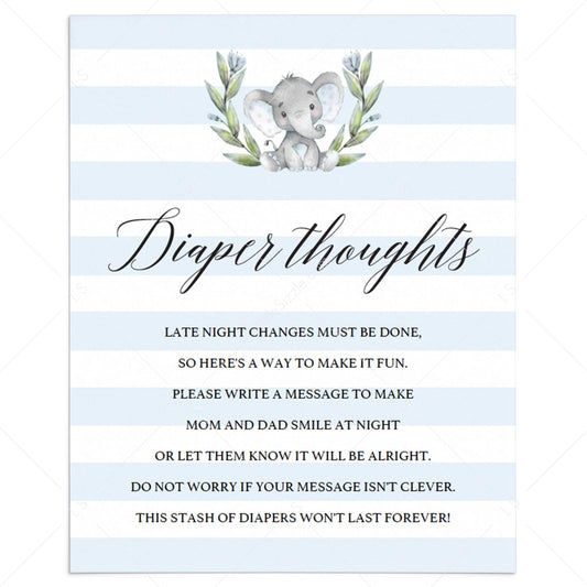 Boy baby sprinkle diaper thoughts game printable by LittleSizzle