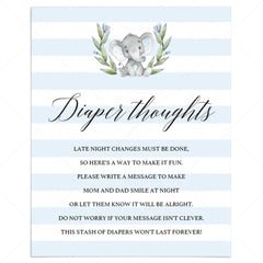 Boy baby sprinkle diaper thoughts game printable by LittleSizzle