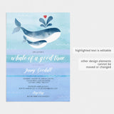Blue Baby Sprinkle Invitation Template Whale Time