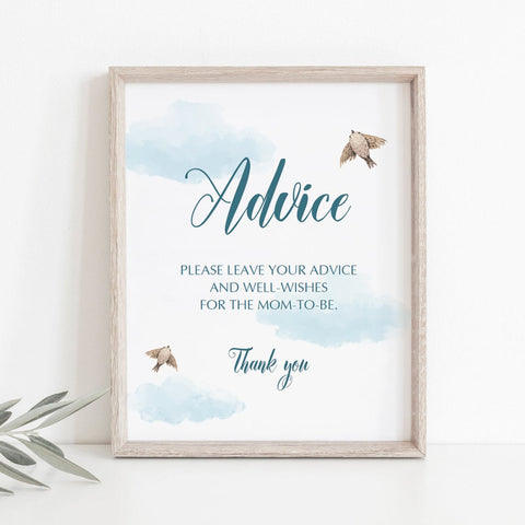 Blue Baby Shower Advice Sign template | Instant download – LittleSizzle