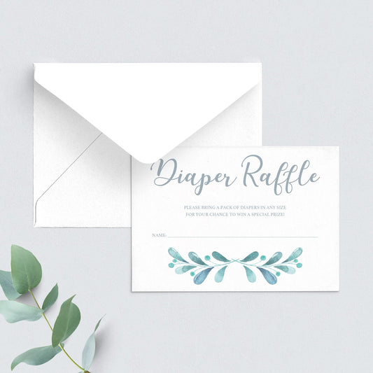 Blue watercolor diaper raffle tickets printable by LittleSizzle