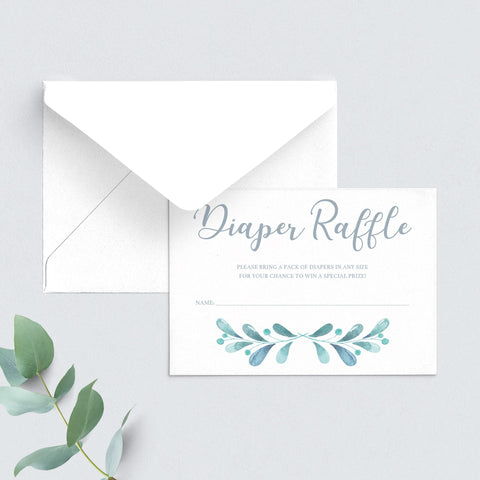 Printable Diaper Raffle Ticket blue watercolor | Instant download ...