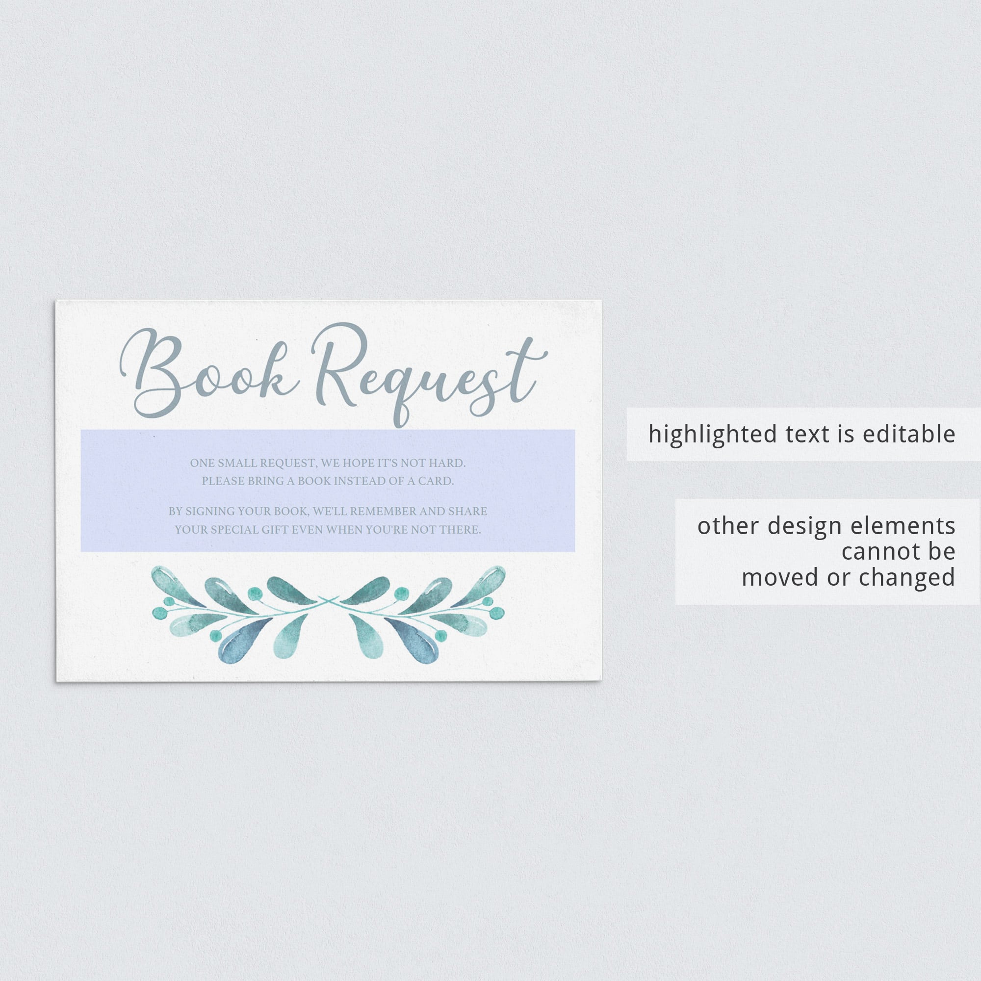 Watercolor book request printable baby shower cards by LittleSizzle