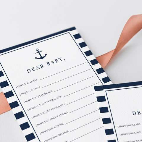Nautical Baby Shower Keepsakes Printable &amp; Virtual | Instant download ...