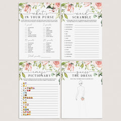 blush bridalshower games package printables by LittleSizzle