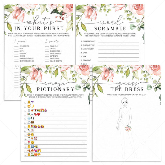 blush bridalshower games package printables by LittleSizzle