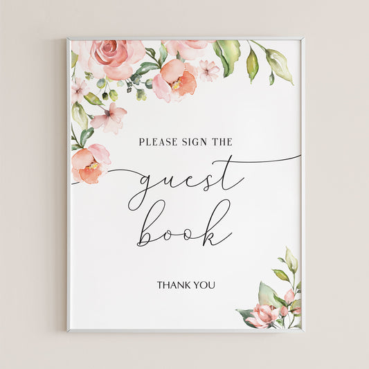 Printable floral guest book sign by LittleSizzle