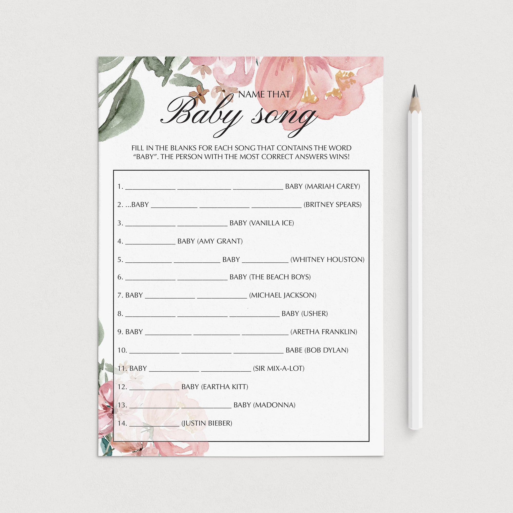 Baby song game printable by LittleSizzle