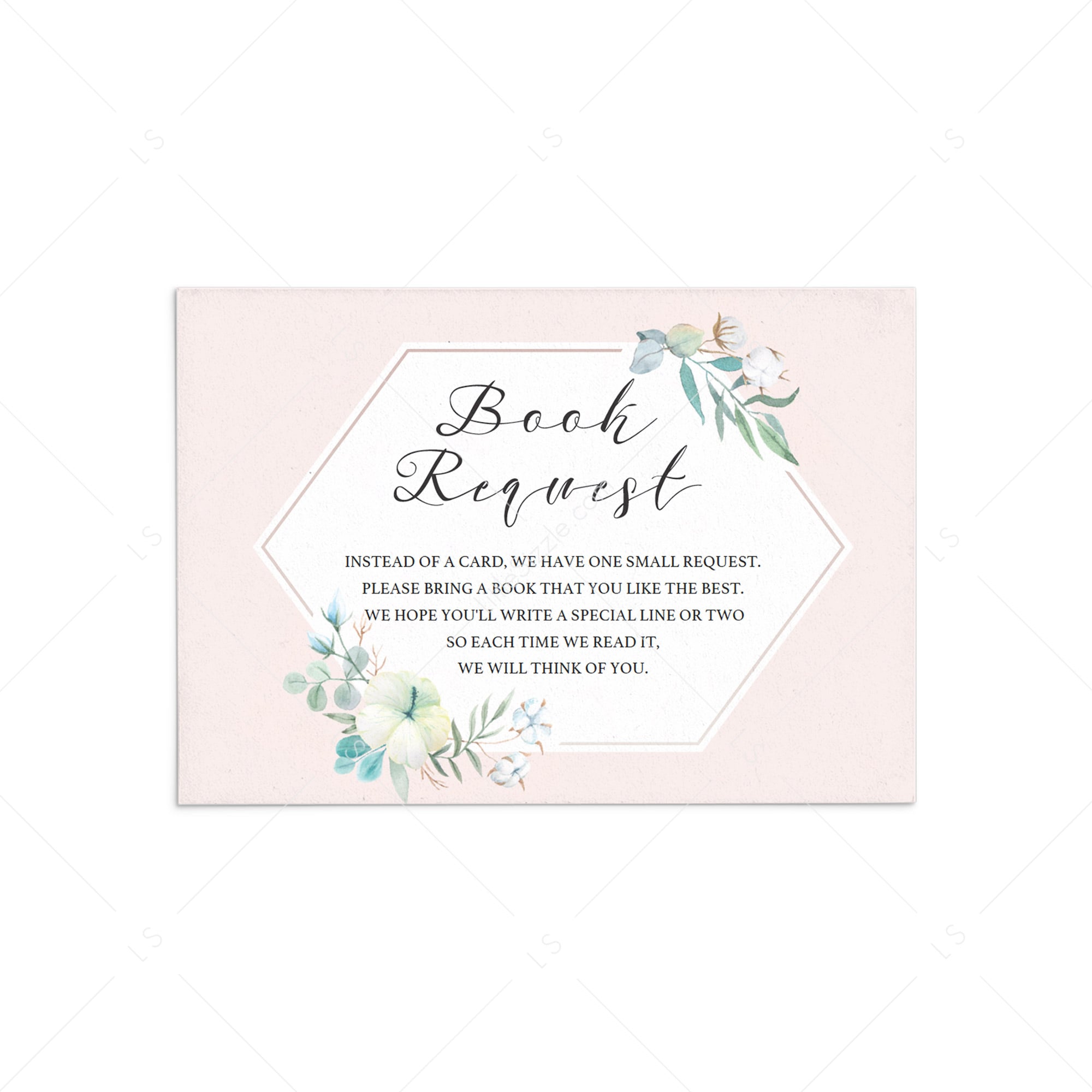 Blush baby shower book request card by LittleSizzle