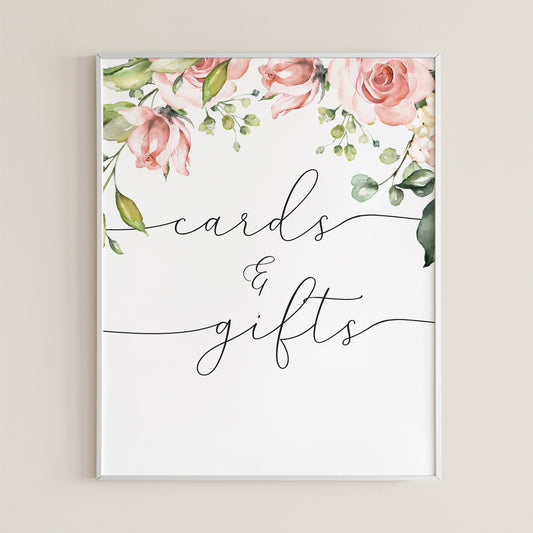 Blush floral cards and gifts table printable sign by LittleSizzle