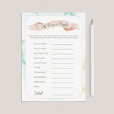 Watercolor Baby Shower Games Package of 4 Printables