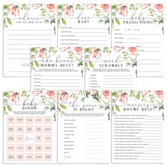 Instant Download Baby Shower Game Package Blush Floral by LittleSizzle